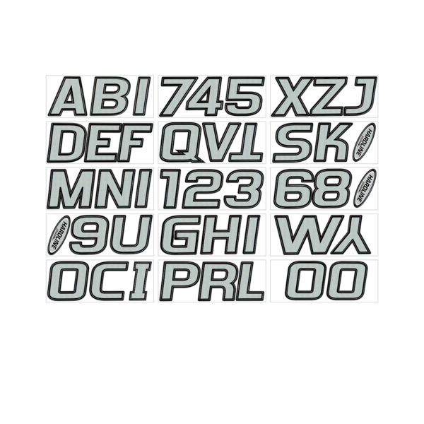 Boat Lettering Silver/Black 3″ Registration Kit