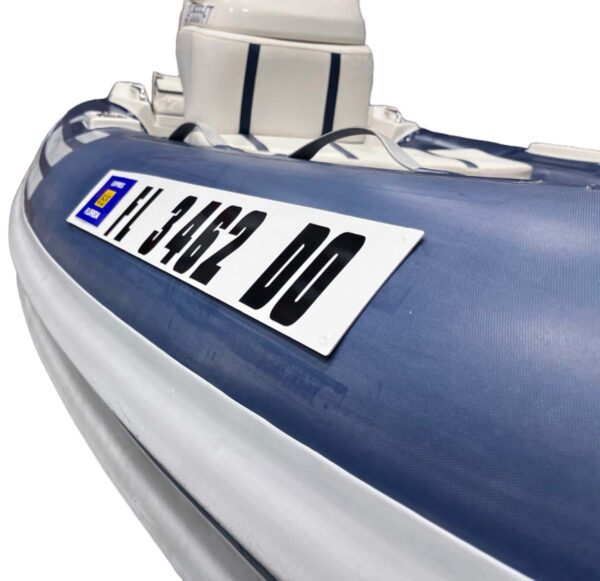 Registration Sticker Plates (2) for Inflatable Dinghy, Boat or Tender Two Sided Tape application Includes Decals Kit & Sticker-On!