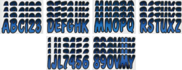 Boat Lettering Blue/Black 3″ Registration Kit