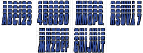 Boat Lettering Blue/Black 3″ Registration Kit