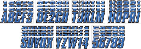 Boat Lettering Blue/Black 3″ Registration Kit