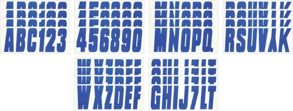 Boat Lettering Solid Blue 3″ Registration Number Kit