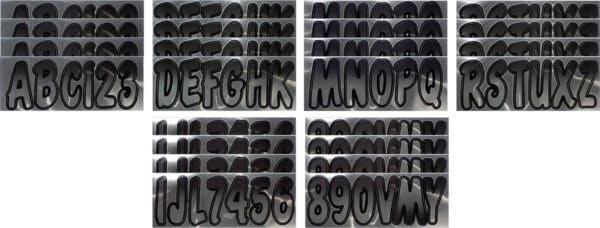 Boat Lettering chrome/black 3″ registration kit