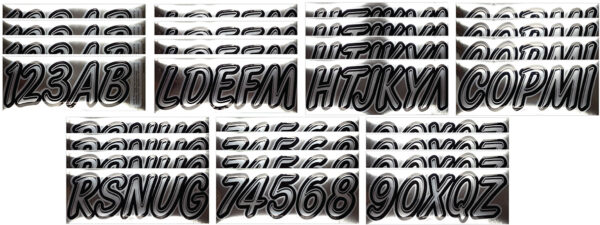 Boat Lettering Chrome/Black 3″ Registration Kit