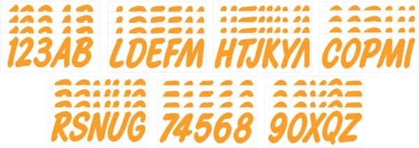 Boat Lettering Solid Orange 3″ Registration Kit