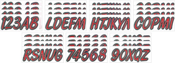 Boat Lettering Red/Black 3″ Registration Kit