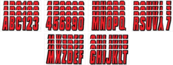 Boat Lettering Red/Black 3″ Registration Kit