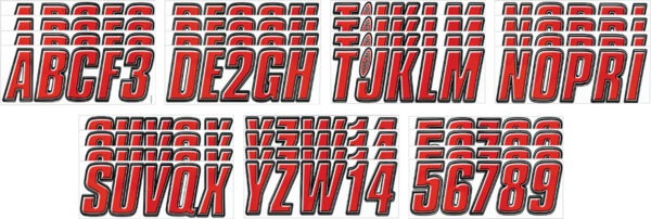 Boat Lettering Red/Black 3″ Registration Kit