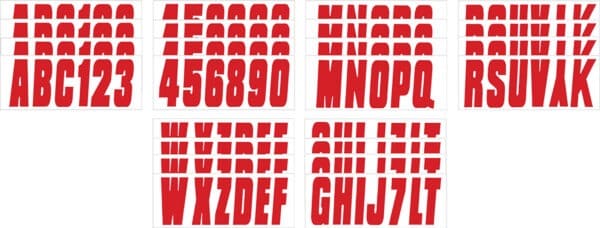 Boat Lettering Solid Red 3″ Registration Kit