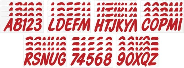 Boat Lettering Solid Red 3″ Registration Kit