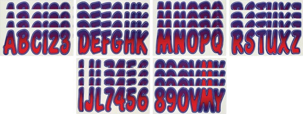 Boat Lettering RED/PURPLE 3″ REGISTRATION KIT