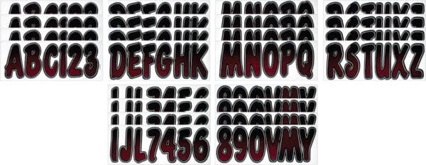 Boat Lettering BURGUNDY/BLACK 3″ REGISTRATION KIT