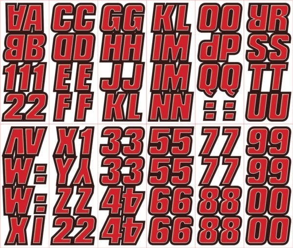 Snowmobile Lettering Red/Black 2″ Registration Kit