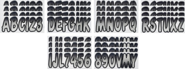 Boat Lettering Silver/Black 3″ Registration Kit