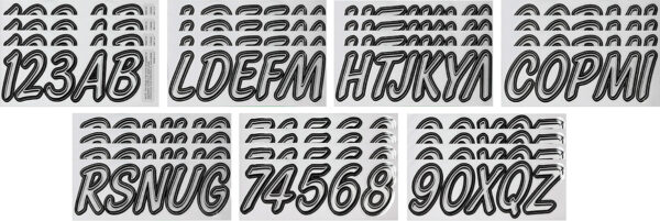 Boat Lettering Silver/Black 3″ Registration Kit