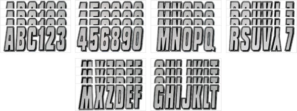 Boat Lettering Silver/Black 3″ Registration Kit