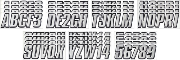 Boat Lettering Silver/Black 3″ Registration Kit