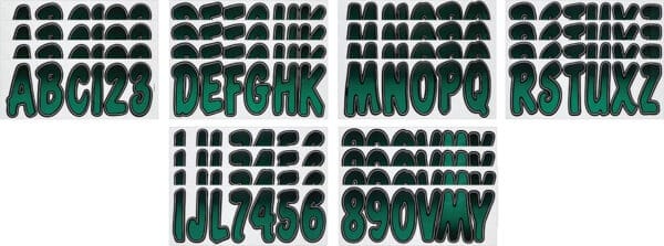 Boat Lettering FOREST GREEN/BLACK 3″ REGISTRATION KIT