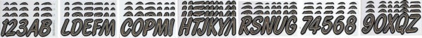 Boat Lettering Titanium Grey/Black 3″ Registration Kit