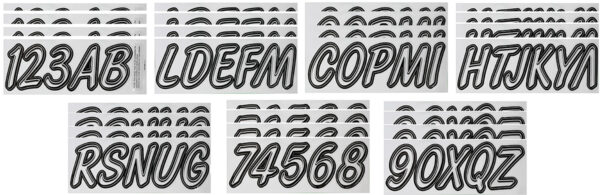 Boat Lettering Transparent Clear and Black 3″ Registration kit