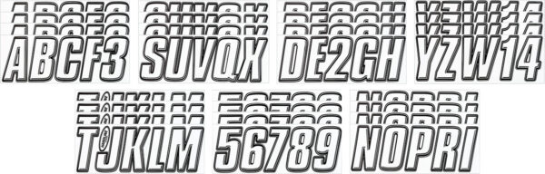 Boat Lettering White/Black 3″ Registration Kit