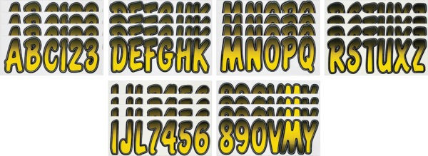 Boat Lettering YELLOW/BLACK 3″ REGISTRATION KIT