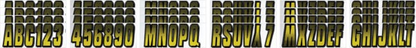 Boat Lettering Yellow/Black 3″ Registration Kit