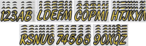 Boat Lettering Yellow/Black 3″ Registration Kit