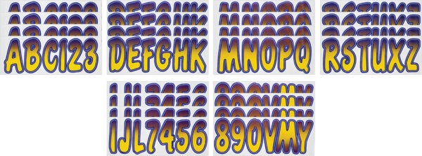 Boat Lettering YELLOW/PURPLE 3″ REGISTRATION KIT