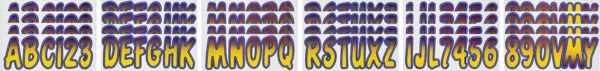 Boat Lettering YELLOW/PURPLE 3″ REGISTRATION KIT