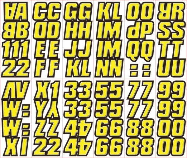 Snowmobile Lettering Yellow/Black 2″ Registration Kit