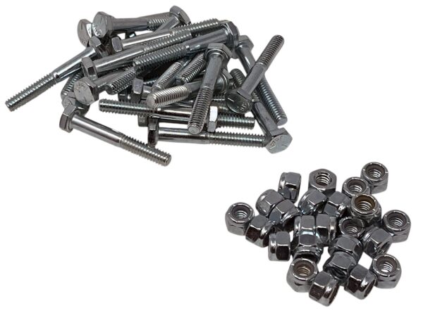 Hex Bolts and Nuts. 3/8"-18 x 2.5" Grade 5, Zinc Plated Steel. (50 Pack of Bolts w/Nyloc Nuts)