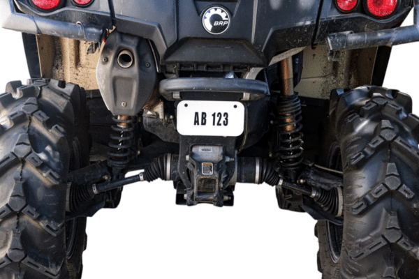 ATV / SXS / UTV Off-Road License Plate Kit™ “PVC” White Plate w/black decals & hook & loop straps