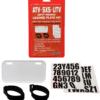 ATV / SXS / UTV Off-Road License Plate Kit™ "PVC" White Plate w/black decals & hook & loop straps