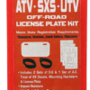 ATV / SXS / UTV Off-Road License Plate Kit™ "PVC" White Plate w/black decals & hook & loop straps