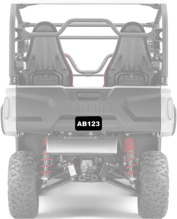 ATV / SXS / UTV Off-Road License Plate Kit™ “PVC” Black Plate w/white decals.