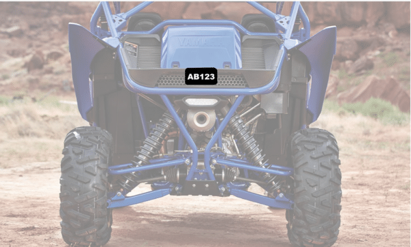 ATV / SXS / UTV Off-Road License Plate Kit™ “PVC” Black Plate w/white decals.